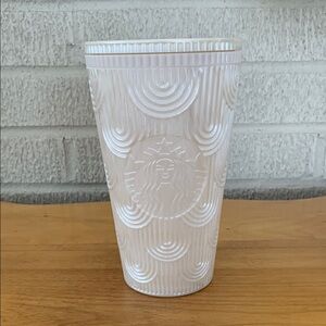 Starbucks 2022 White Pearl Mermaid Scales Cold Cup Tumbler 16oz Grande LIKE NEW